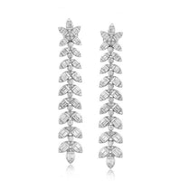 Floral Cascade Diamond Drop Earrings in 14K White Gold