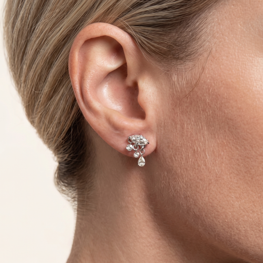 Pear Drop Diamond Dangle Earrings in 18K White Gold