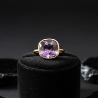 Amethyst Cushion Cut 14K Gold Ring