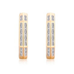 14K Circle Hoops Diamond Earrings