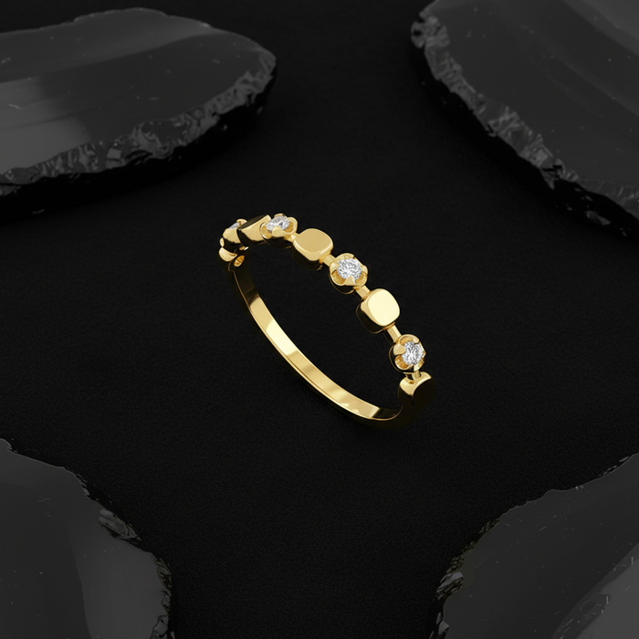 Diamond Round Cut Stackable Ring in 14K Yellow Gold