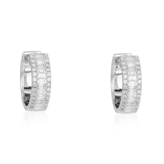 Round Glistening Diamond Huggies Earrings in 14K Yellow Gold