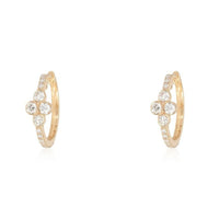 Round Cluster Diamond Huggie Earrings in 14K Yellow Gold