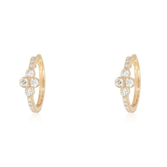 Round Cluster Diamond Huggie Earrings in 14K Yellow Gold