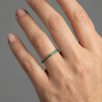 Green Tsavorite Diamond 14K Band Ring