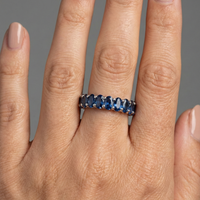 Classic Oval Blue 14K White Gold Sapphire Eternity Ring