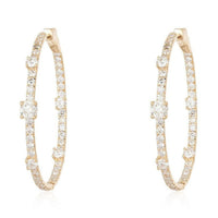 Diamond Accent Thin Hoop Earrings in 14K Yellow Gold