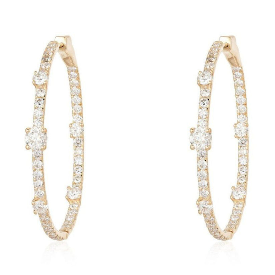 Diamond Accent Thin Hoop Earrings in 14K Yellow Gold