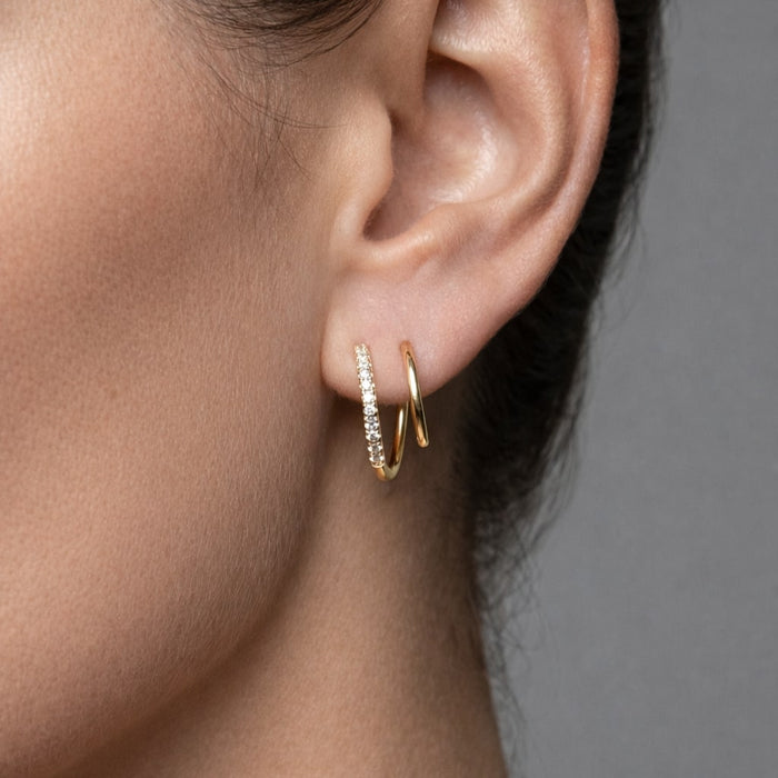Open Spiral Diamond Hoop Earrings in 14K Gold