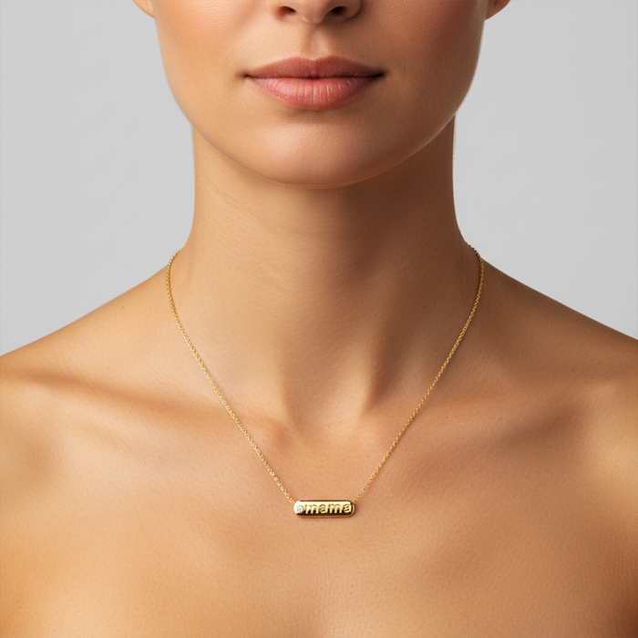 Amulet 5Mm Letter Mama Necklace in 14K Yellow Gold