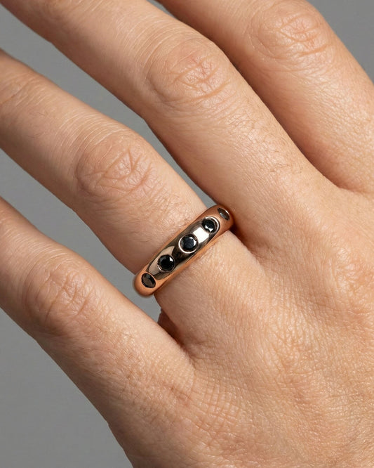 Black Diamond 14K Rose Gold Band Ring