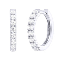 Round Cut Diamond Huggie Hoop Earrings in 14K Yellow Gold