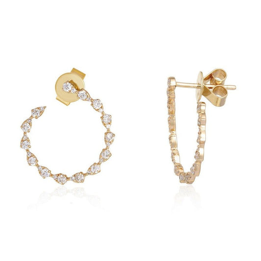 Heirloom Diamond Hoop Earrings in 14K Yellow Gold