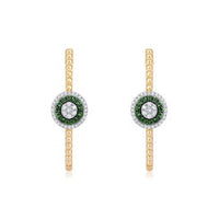 Sapphire Hoops Diamond Earrings in 14K Yellow Gold
