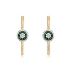 Sapphire Hoops Diamond Earrings in 14K Yellow Gold