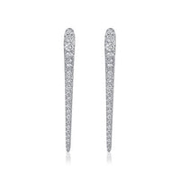 Slender Line Pave Diamond Earrings in 14K Yellow Gold