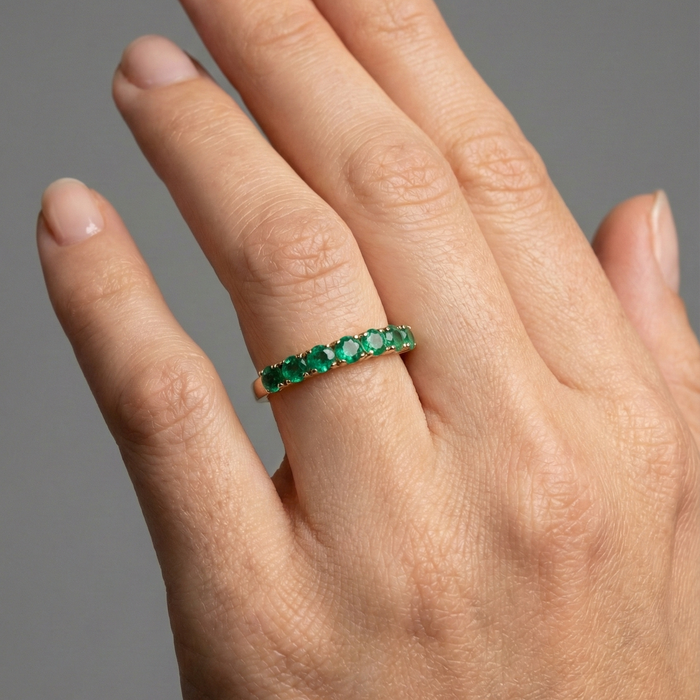 Emerald Eternity 14K Gold Band Ring