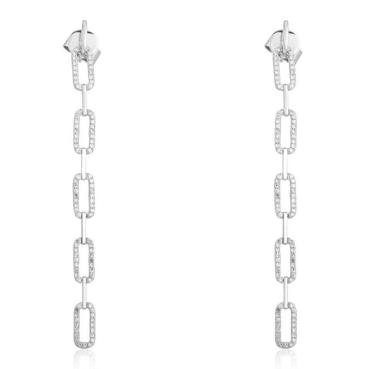 Link Drop Diamond Chain Earrings in 14K Yellow Gold