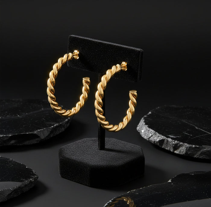 Spiral Luxe Hoop Earrings in 14K Yellow Gold