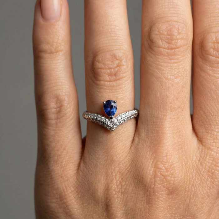Oval Blue Sapphire 14K Diamond Accent Ring