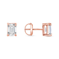 Four Prong Screw Back Setting Diamond Earrings in 14K Gold