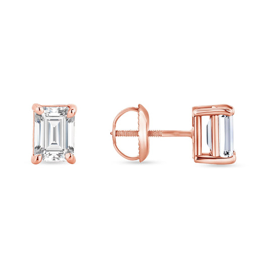 Four Prong Screw Back Setting Diamond Earrings in 14K Gold
