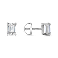 Four Prong Screw Back Setting Diamond Earrings in 14K Gold