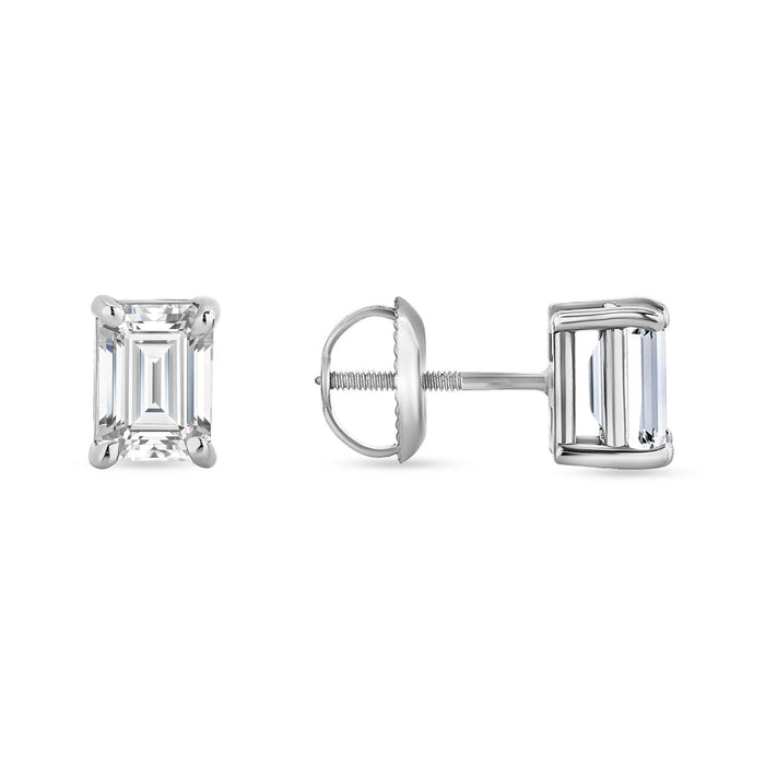 Four Prong Screw Back Setting Diamond Earrings in 14K Gold