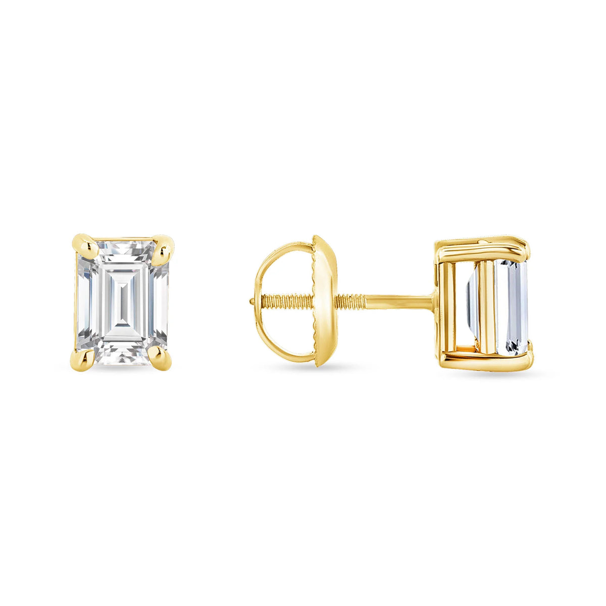 Four Prong Screw Back Setting Diamond Earrings in 14K Gold