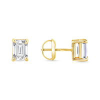 Four Prong Screw Back Setting Diamond Earrings in 14K Gold