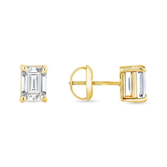 Four Prong Screw Back Setting Diamond Earrings in 14K Gold