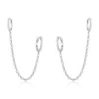 Diamond Double Chain Link Hoop Earrings in 14K Yellow Gold