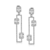 Geometric Diamond Drop Earrings in 14K Yellow Gold