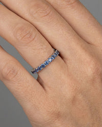 Beautifully Shades Blue Sapphire 14K Diamond Band Ring