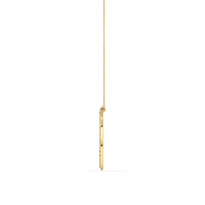 Map Pendant Diamond Medallion Necklace in 14K Yellow Gold