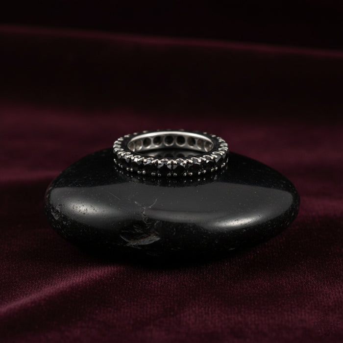 Black Diamond Eternity 14K White Gold Band Ring