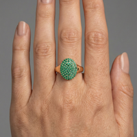 Emerald Pave Oval 14K Gold Ring