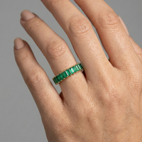 Emerald Baguette 14K Gold Half Eternity Band Ring