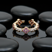 Floral Pink Sapphire & Diamond 14K Gold Ring