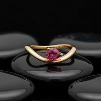 Pear Ruby Open 14K Gold Band Ring