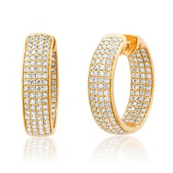 Eternal Diamond Hoop Earrings in 14K Yellow Gold