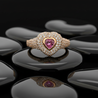 Eternal Heart Pink Sapphire Diamond Ring in 14K Gold