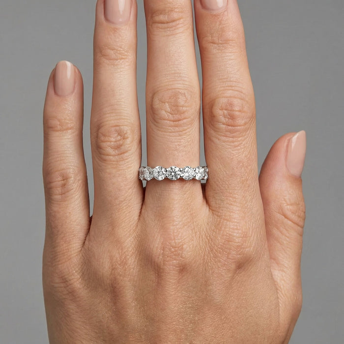 Round Diamond Eternity Shared Prong Ring in 18K Gold