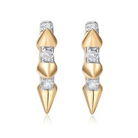 Spike Edge Diamond Huggie Hoop Earrings in 14K Yellow Gold