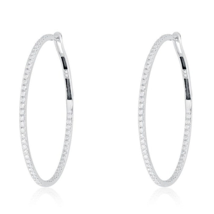 Micro Pave Classic Thin Hoop Earrings in 14K Yellow Gold