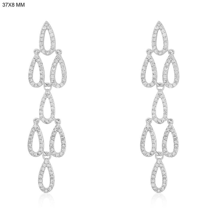 Cascading Open Teardrop Statement Earrings in 14K White Gold