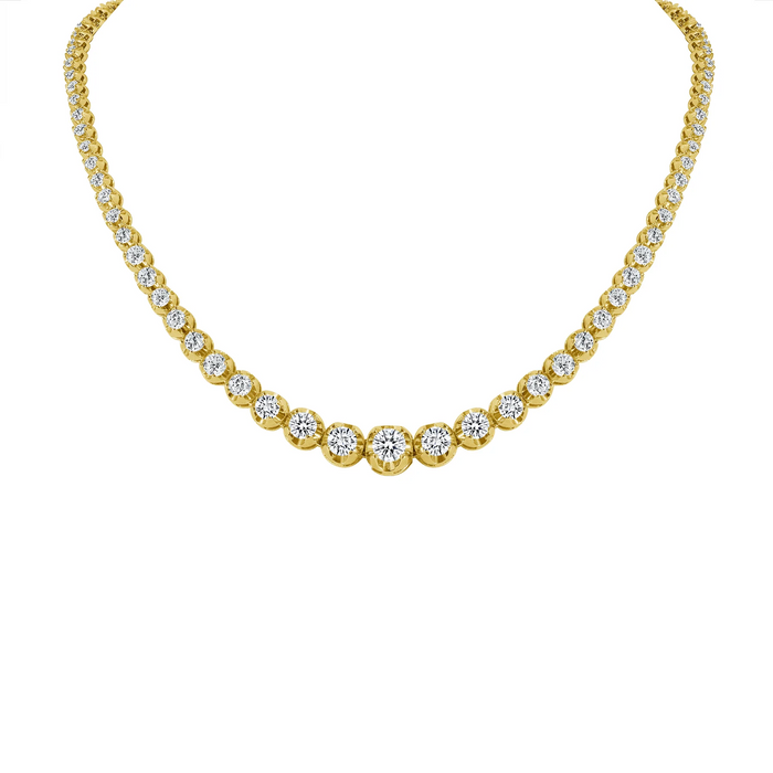 Graduated Illusion Setting Tennis Necklace in 14K Yellow Gold