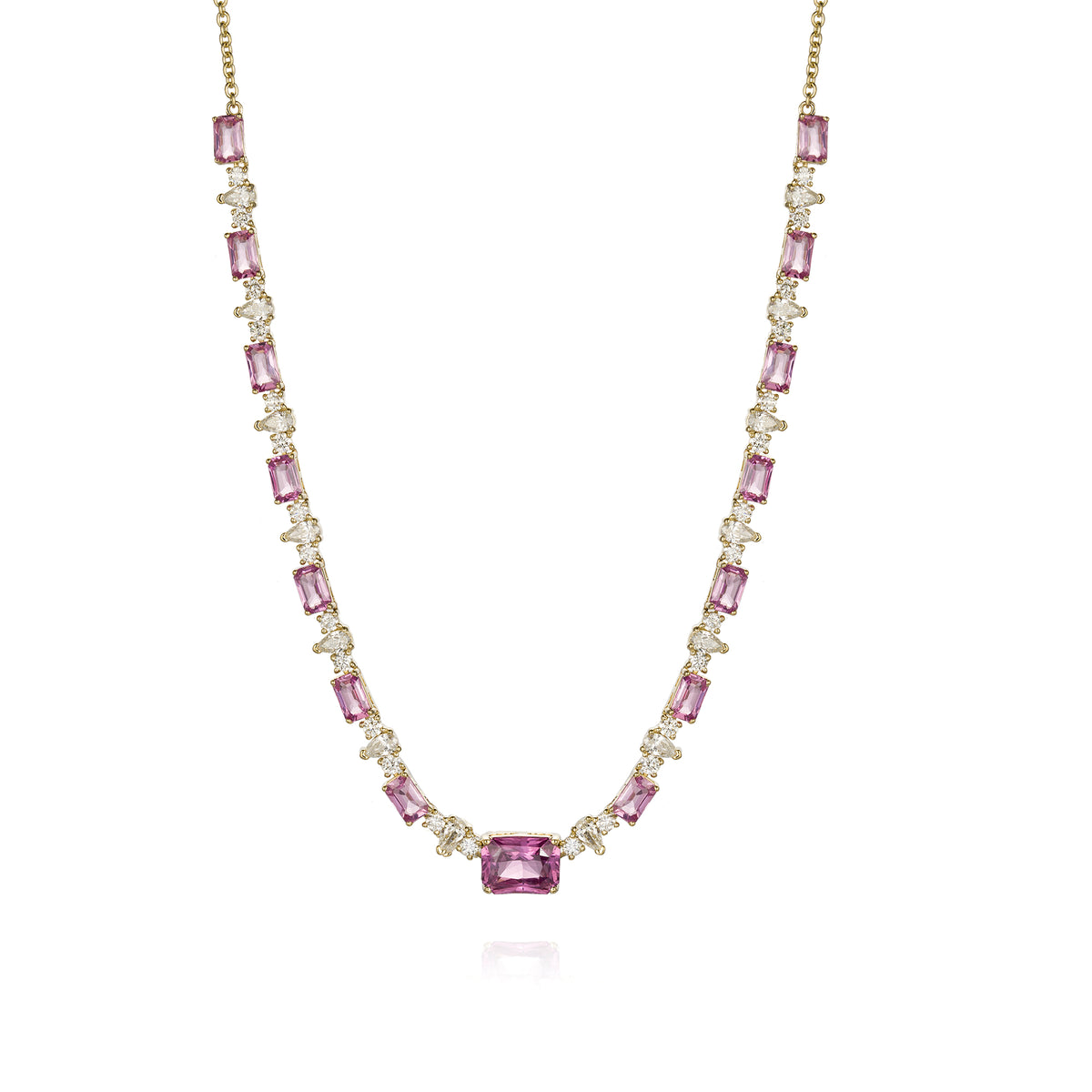 Diamond Choker Certified 2 Carat Pink Sapphire Emerald Cut Necklace