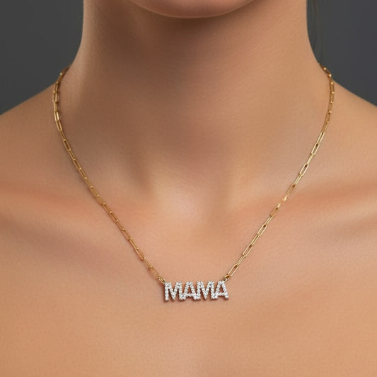Diamond Mama Necklace in 14K Yellow Gold