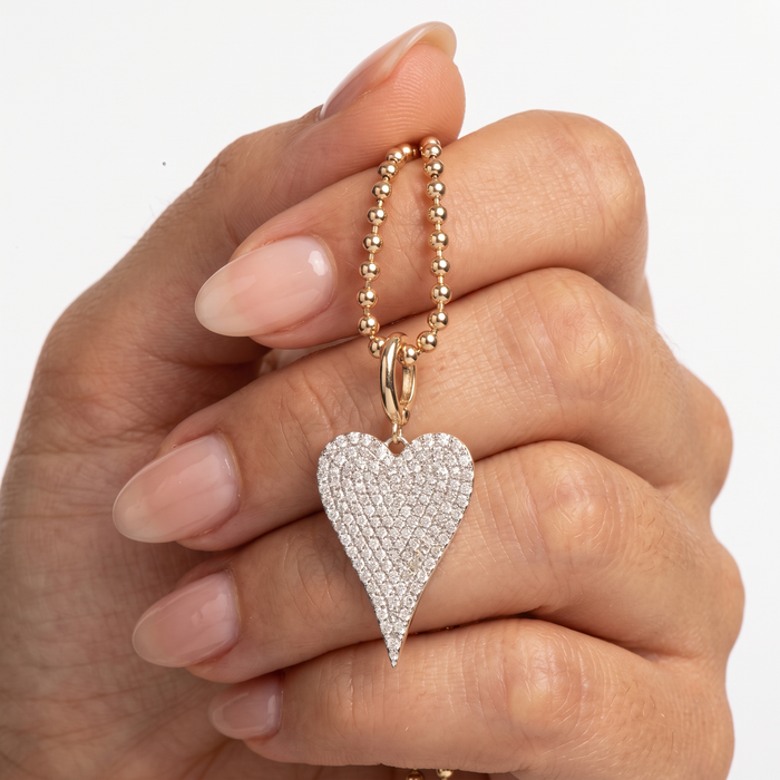 Eternal Flame Pave Heart Necklace in 14K Yellow Gold